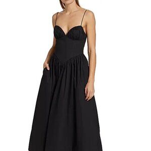 Ronny Kobo Carmine Corset Cotton Midi-Dress SZ S